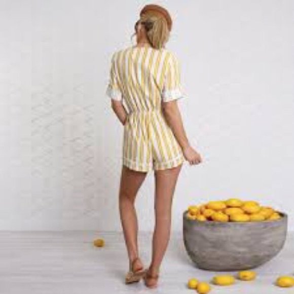 Lost in Lunar Pina Colada Romper Yellow Stripe - Picture 3 of 11